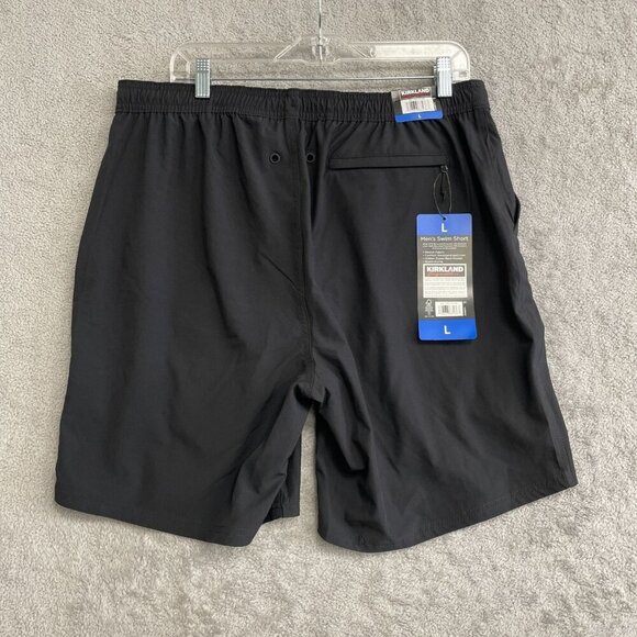 NEW Kirkland Signature Men's L Black Stretch Swim Shorts Quick-Dry Black - Picture 3 of 8